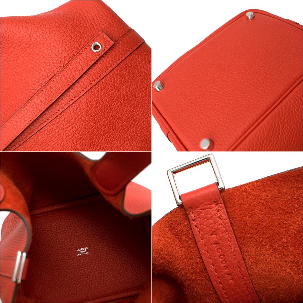 Hermès Picotin Lock 18 in Rouge Tomate Clémence Leather PHW For Sale 2