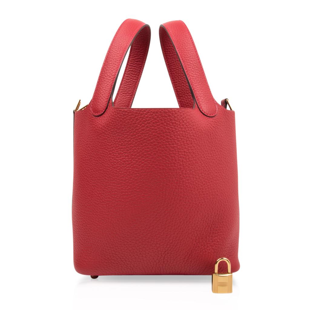 Guaranteed authentic Hermes Picotin Lock 18cm Rouge Casaque bag.
Striking lipstick red tote in clemence leather.
Rare to find with gold hardware.
Comes with lock and keys, sleeper, and signature Hermes box.
NEW or NEVER WORN
final sale

BAG
