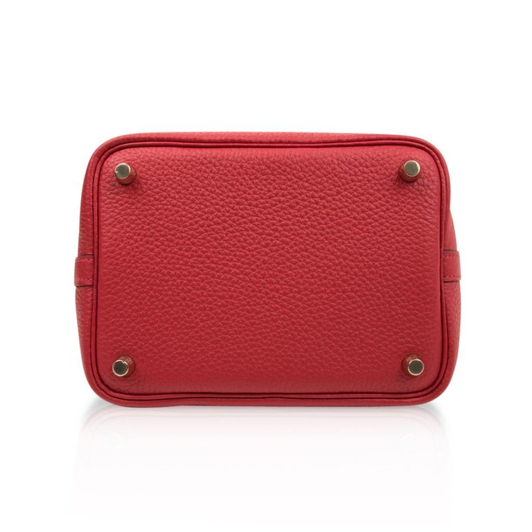 Hermès Picotin Lock Rouge H Clemence 18 Gold Hardware, 2023 (Like New), Red Womens Handbag