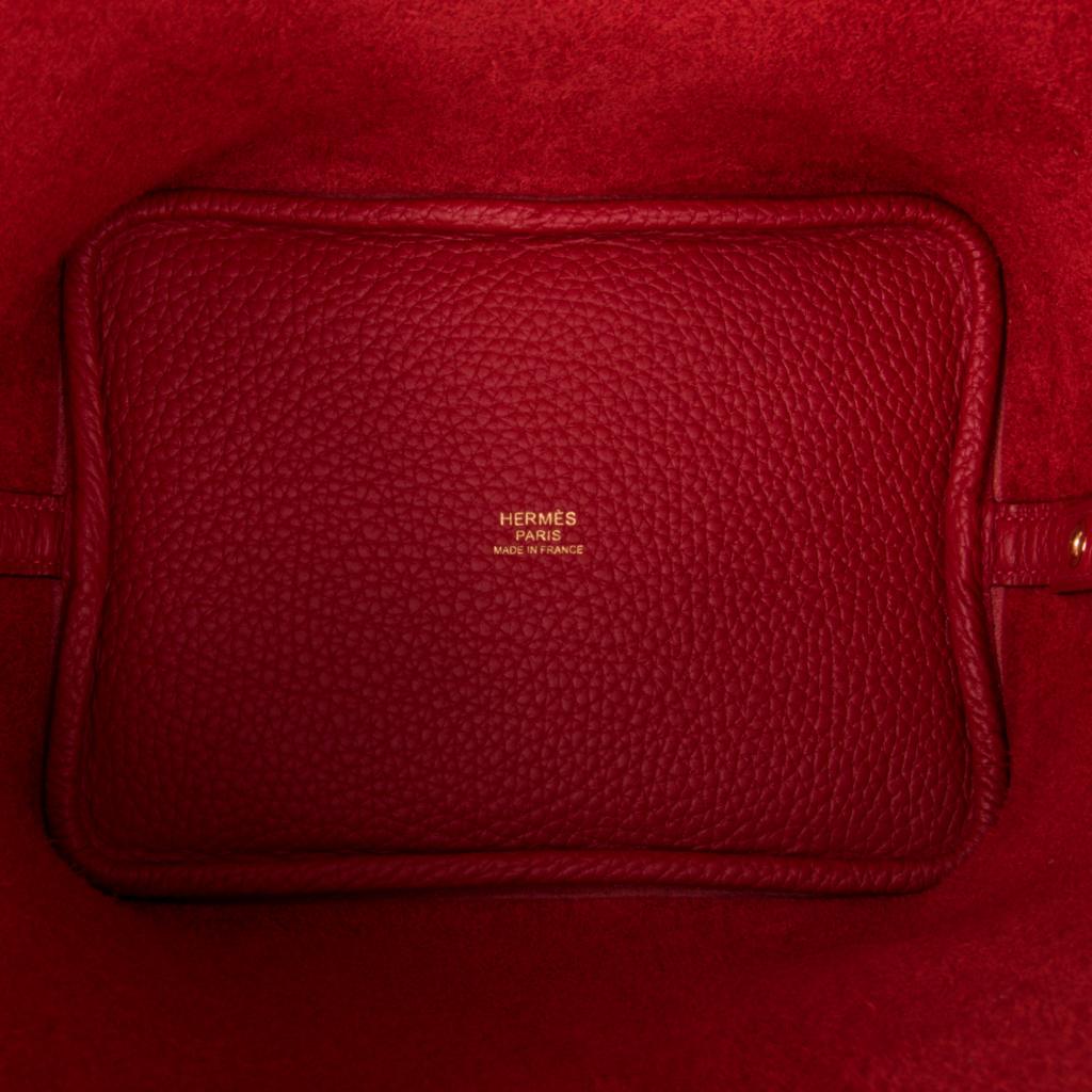 Women's Hermes Picotin Lock 18 Rouge Casaque Clemence Gold Hardware