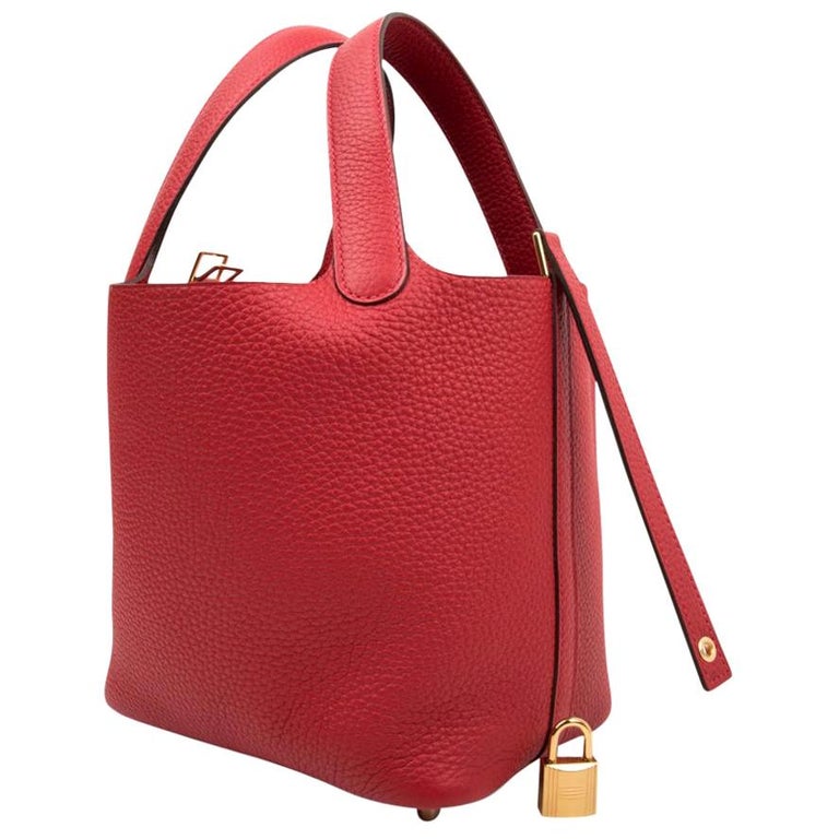 Hermes Picotin Lock 18 Rouge Casaque Clemence Gold Hardware at 1stDibs  hermes  picotin 18 gold, picotin lock 18 casaque bag, hermes picotin 18 red