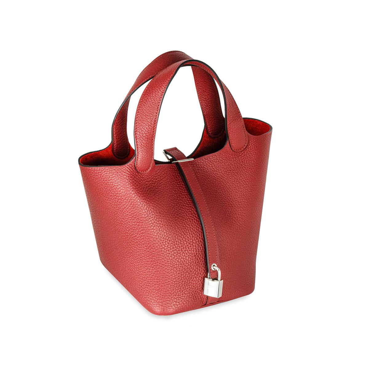 Hermès Picotin Lock 18 Rouge Grenat Taurillon Clemence PHW (Pink) im Angebot