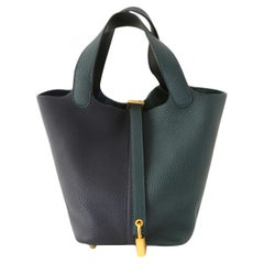 Hermès Picotin Lock 18 Vert Cypress, Blue Nuit und Black Clemence GHW