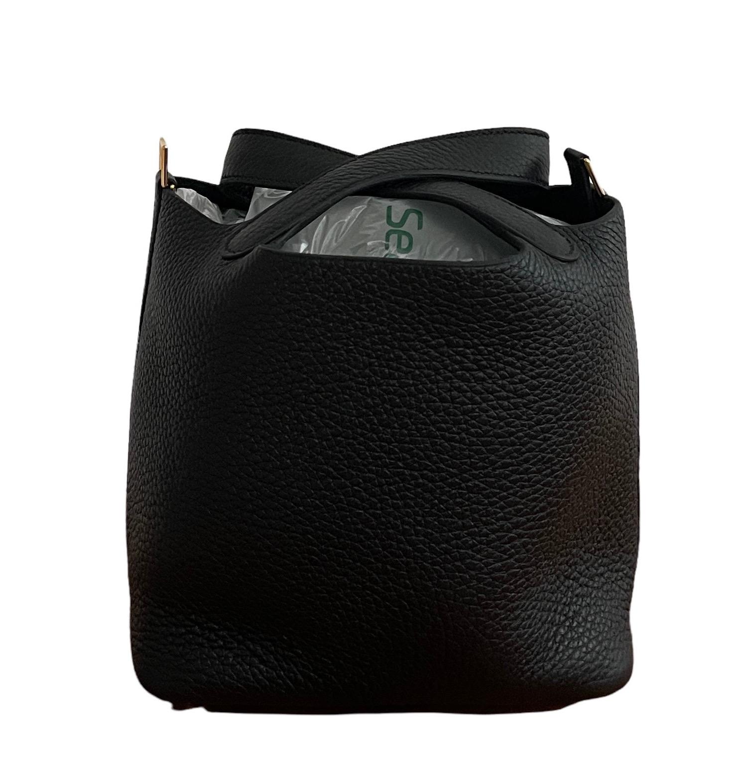 Hermes Picotin Lock
18cm Size
This is the small one, the most wanted size 18cm
Black Clemence with Gold Hardware
Timeless
Its lining-less, clean-cut leather and plain, flexible handles make it the ultimate bag
Bag in taurillon Clemence leather with