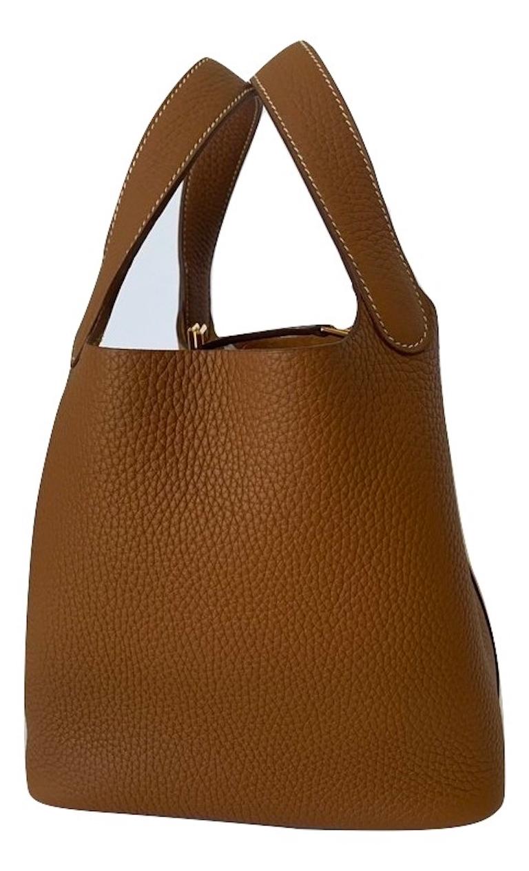 Brown Hermes Picotin Lock 18cm Gold With Gold Hardware