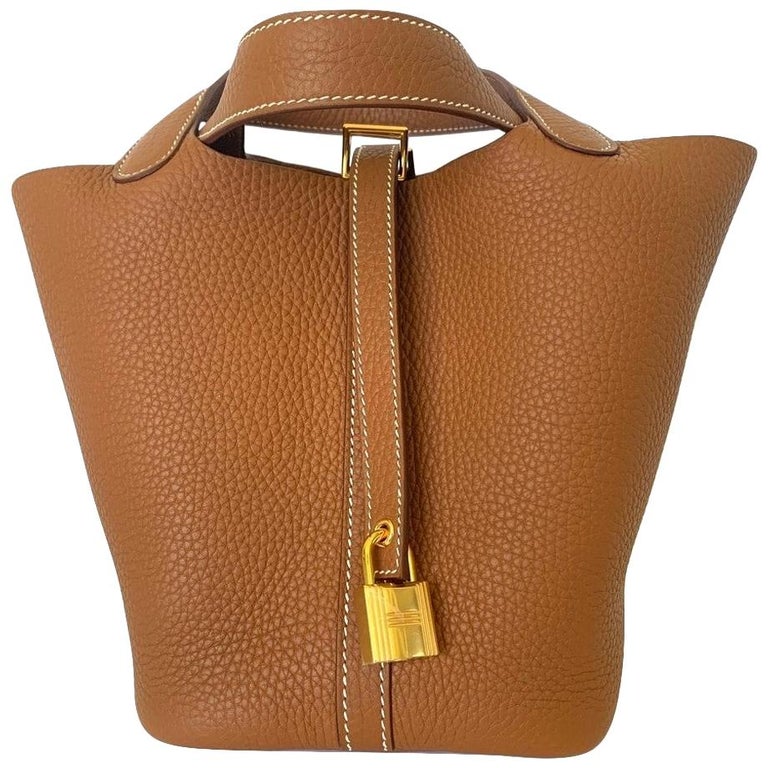 HERMES Picotin Gold Leather Bag at 1stDibs