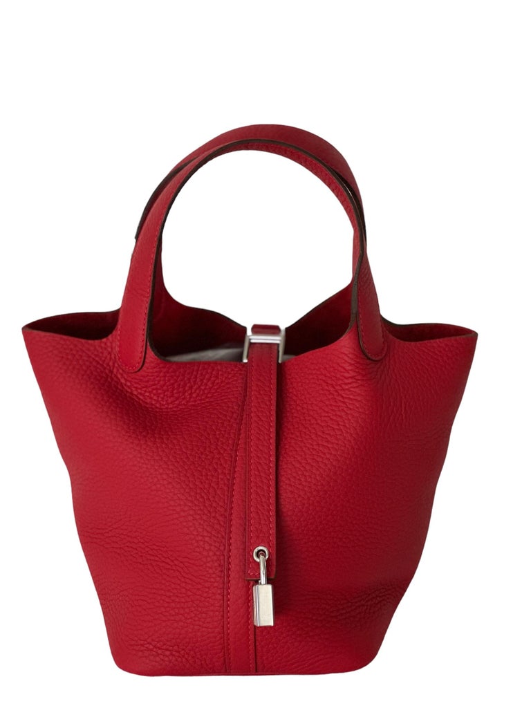 Hermes Picotin Lock 18cm Vermillion Red Palladium Hardware