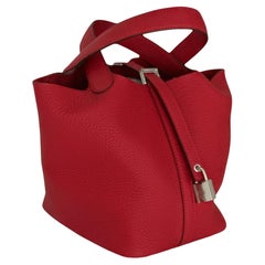Hermès - Serrure Picotin Lock 18 cm en palladium rouge vermillion