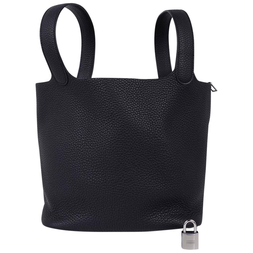 Hermes Picotin Lock 22 Bag Black Tote Clemence Palladium Hardware