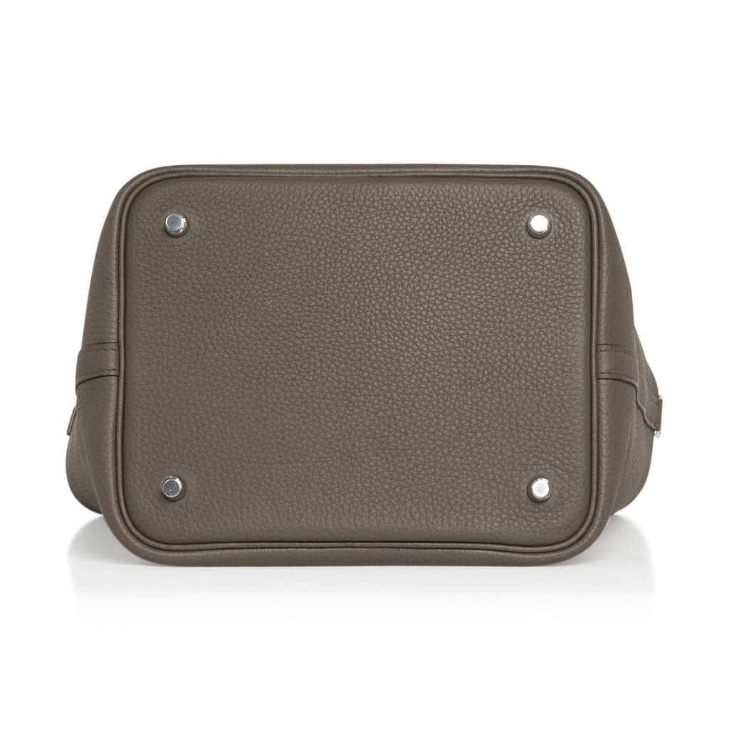 Gray Hermes Picotin Lock 22 Etain Bag Palladium Hardware