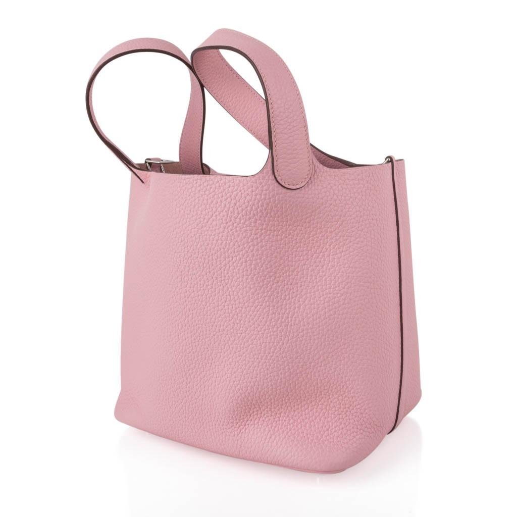 Beige Hermes Picotin Lock 22 Bag MM Rose Sakura Pink Palladium Hardware