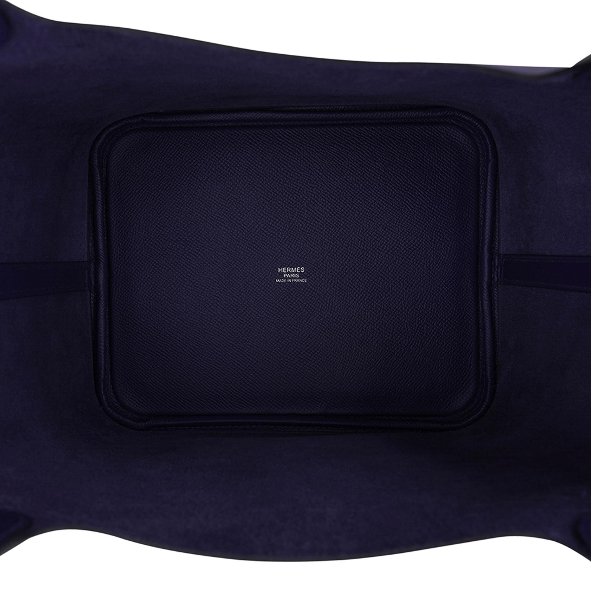 Hermes Picotin Lock 22 Bag Tressage Bleu Encre / Brique / Noir Palladium 4