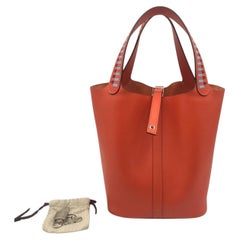 HERMES Picotin Lock 22 MM Tressage Epsom Rouge de Coeur Bucket Bag 2019