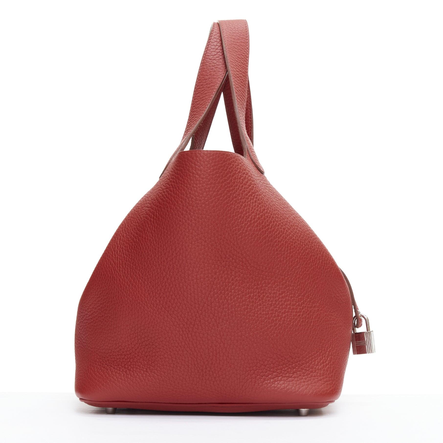 HERMES Picotin Lock 22 red clemance palladium hardware tote bag In Good Condition For Sale In Hong Kong, NT