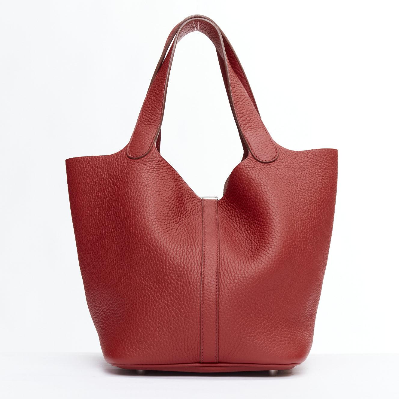 Women's HERMES Picotin Lock 22 red clemance palladium hardware tote bag For Sale