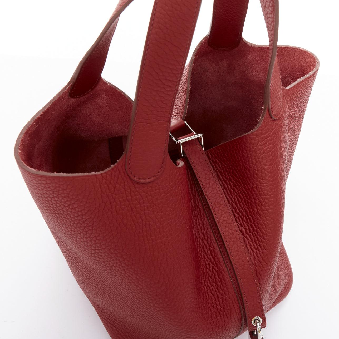 HERMES Picotin Lock 22 red clemance palladium hardware tote bag For Sale 3