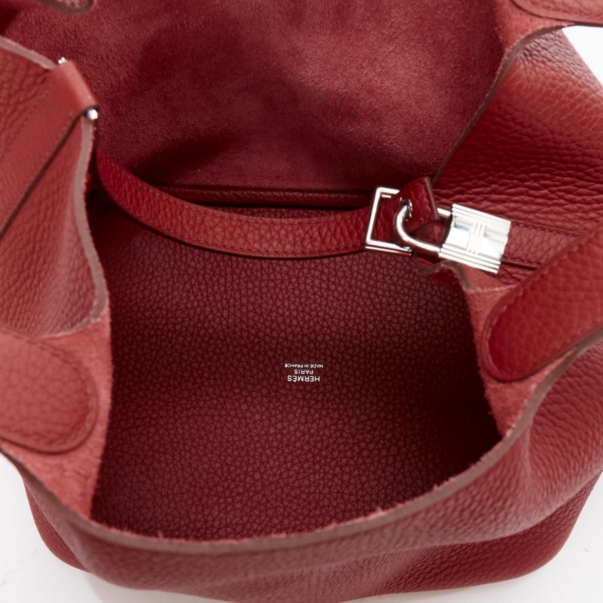 HERMES Picotin Lock 22 red clemance palladium hardware tote bag For Sale 4