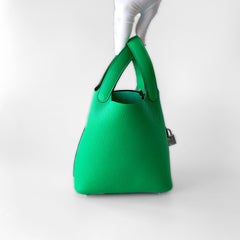 Hermes Picotin Lock Bag 18 In Vert Comics, Green Clemence Leather