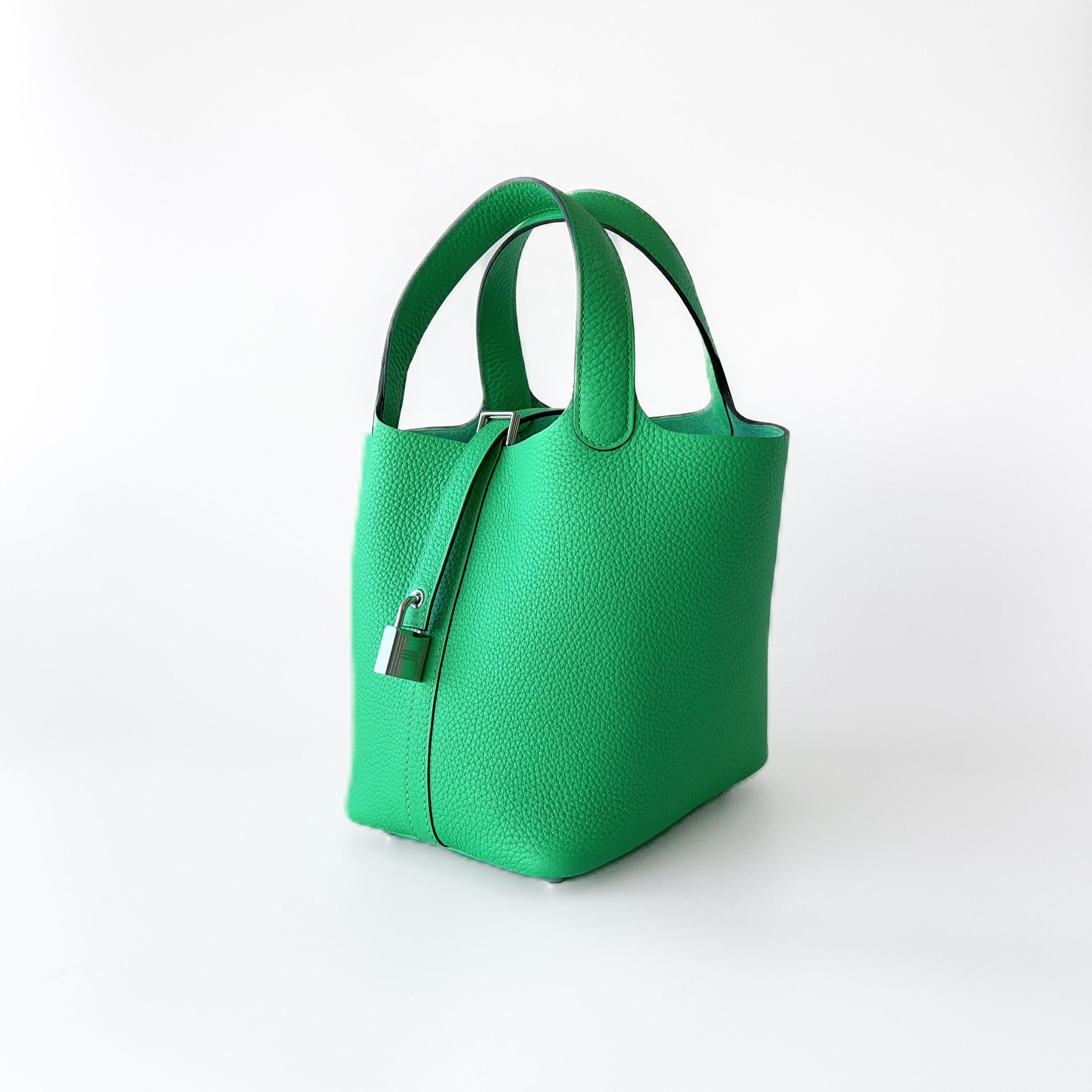 Women's Hermes Picotin Lock Bag 18 In Vert Comics, Green Clemence Leather 