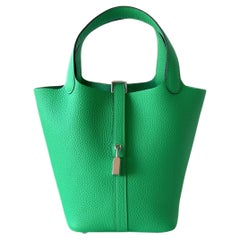 Hermes Picotin Lock Bag 18 In Vert Comics, Green Clemence Leather 