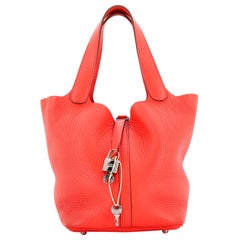 Hermès - Sac Picotin en cuir Clémence à cadenas MM