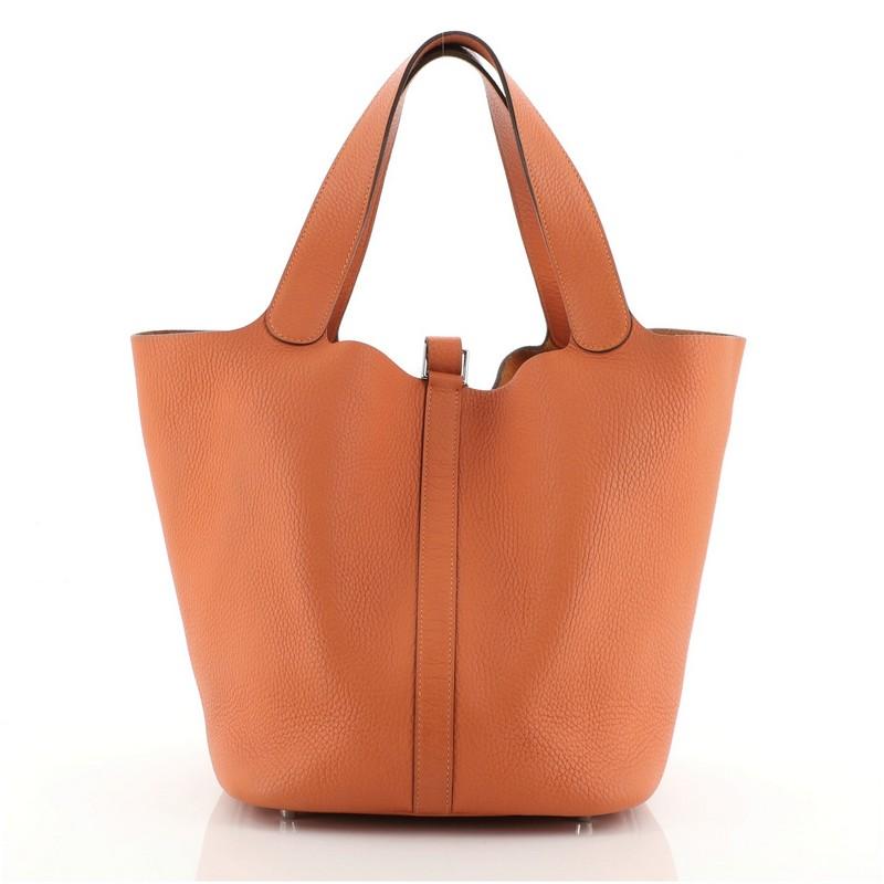 Orange Hermes Picotin Lock Bag Clemence PM