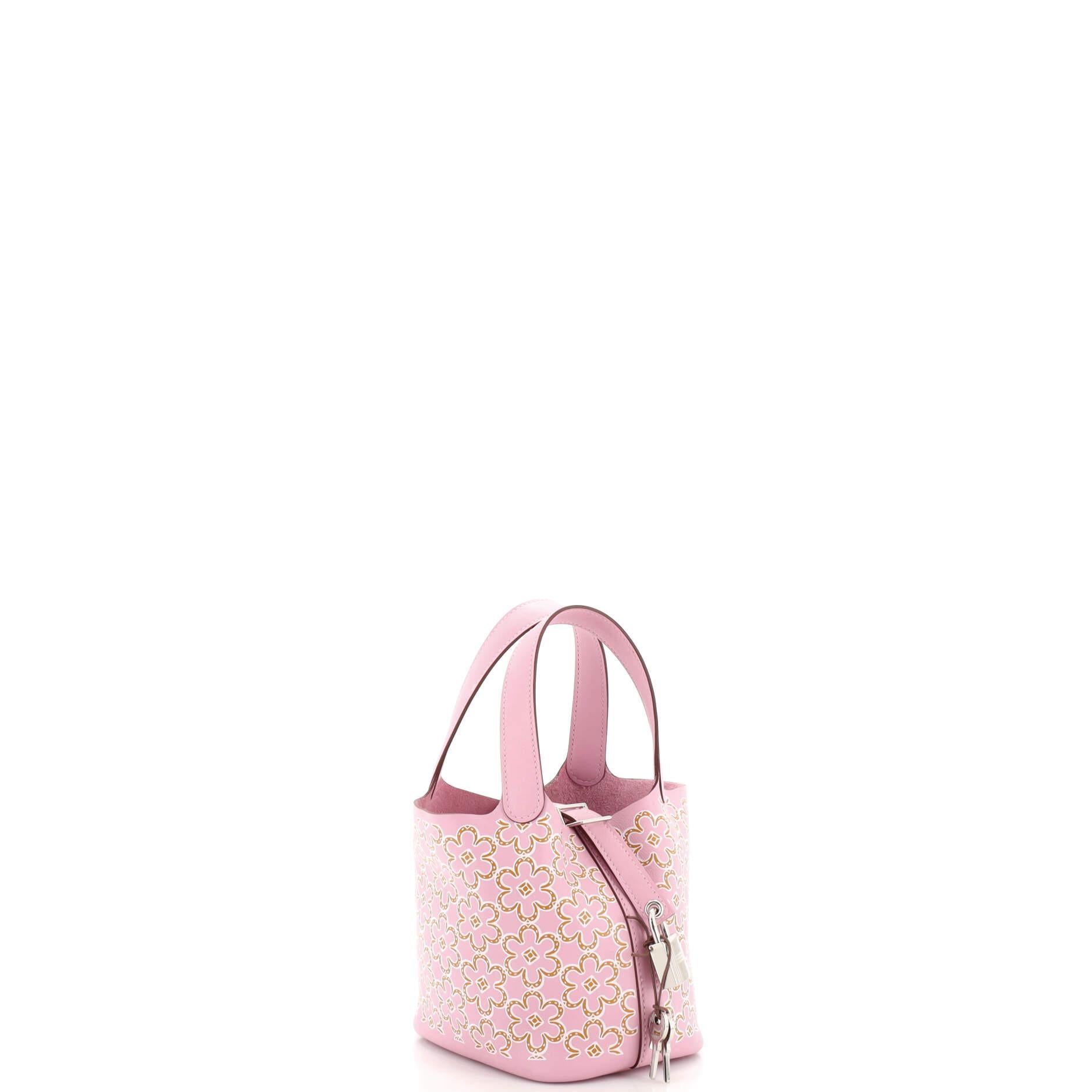 Hermes Picotin Lock Bag Lucky Daisy Printed Swift Micro In Good Condition In NY, NY