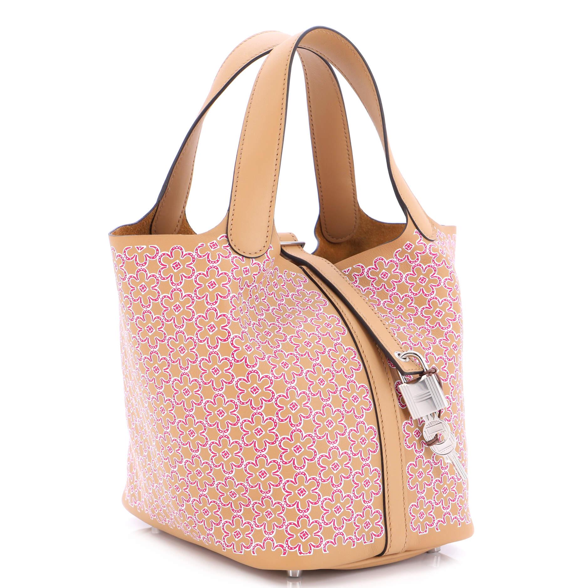 Hermes Picotin Lock Bag Lucky Daisy Printed Swift PM In Good Condition In NY, NY