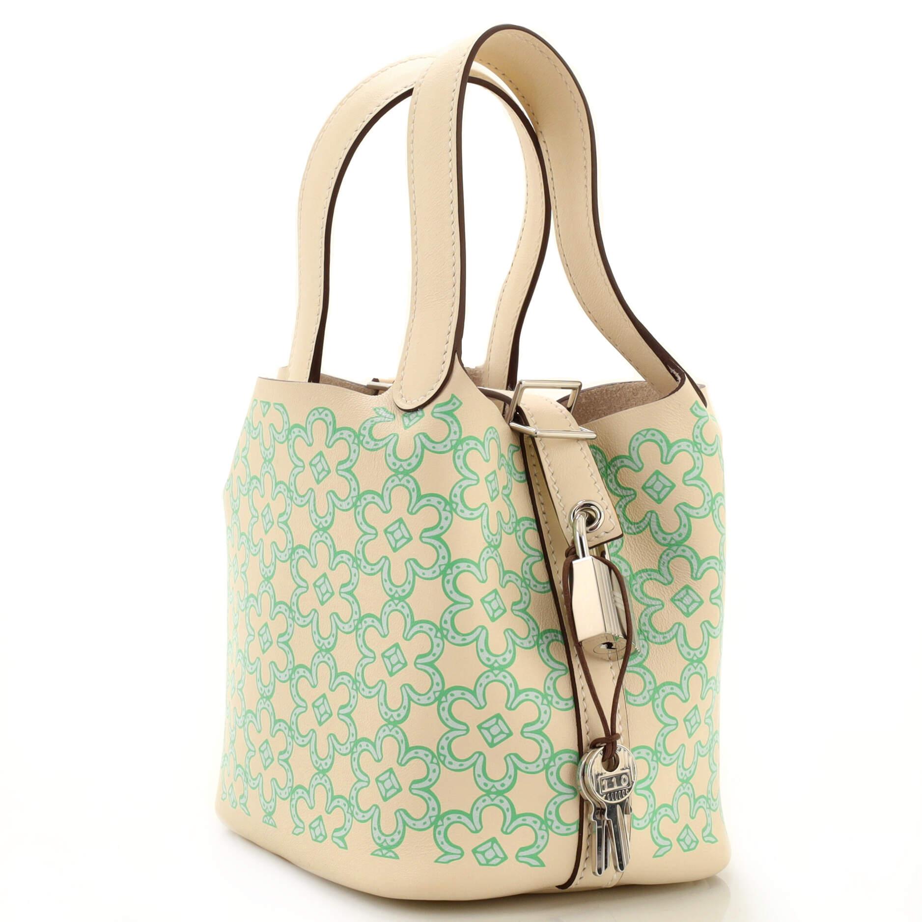 Hermes Picotin Lock Bag Lucky Daisy Printed Swift TPM In Good Condition In NY, NY