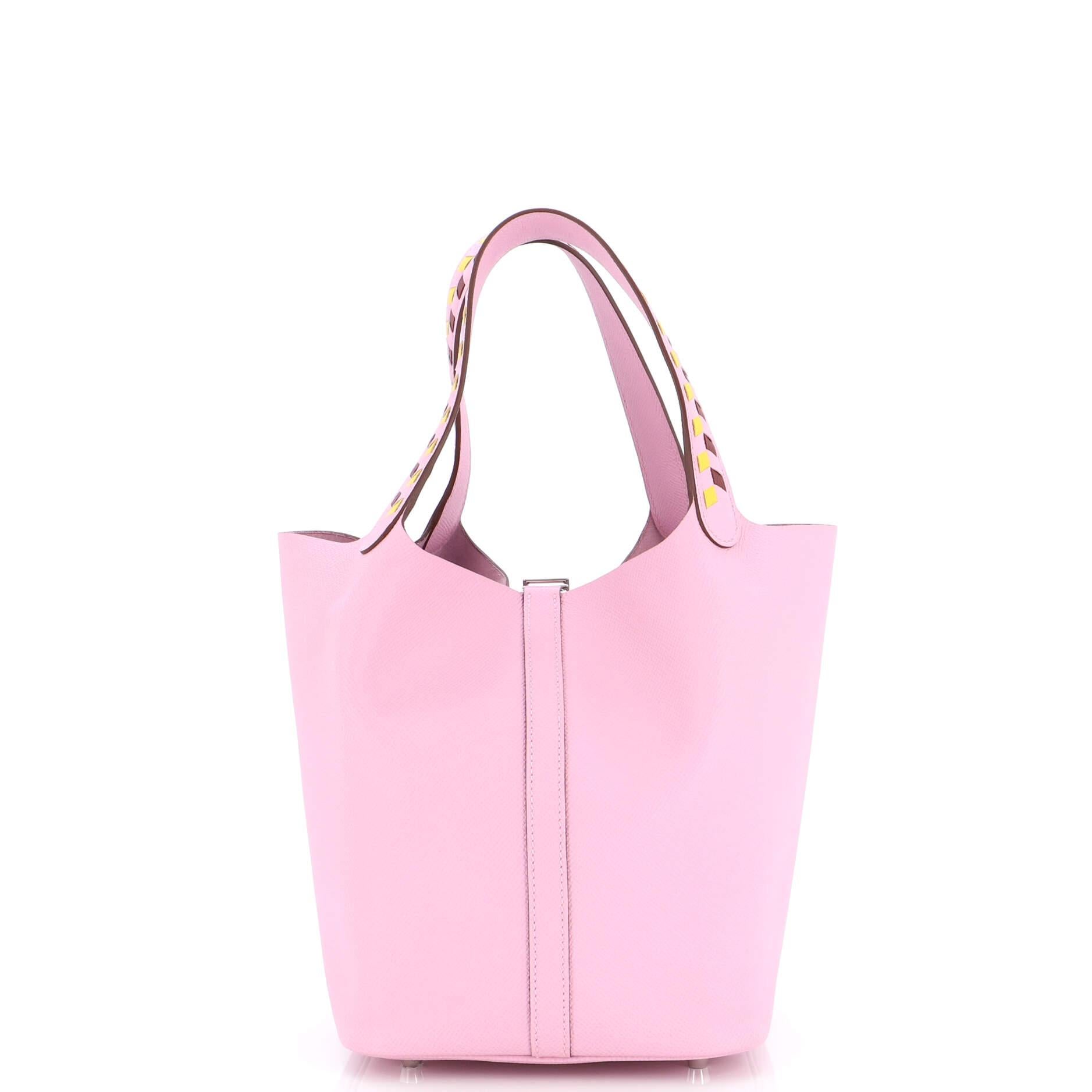 Hermes Picotin Lock Bag Tressage Epsom MM In Good Condition For Sale In NY, NY