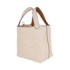 Hermes Picotin Lock Eclat 18 Bag Nata / Sesame Tote Clemence Palladium