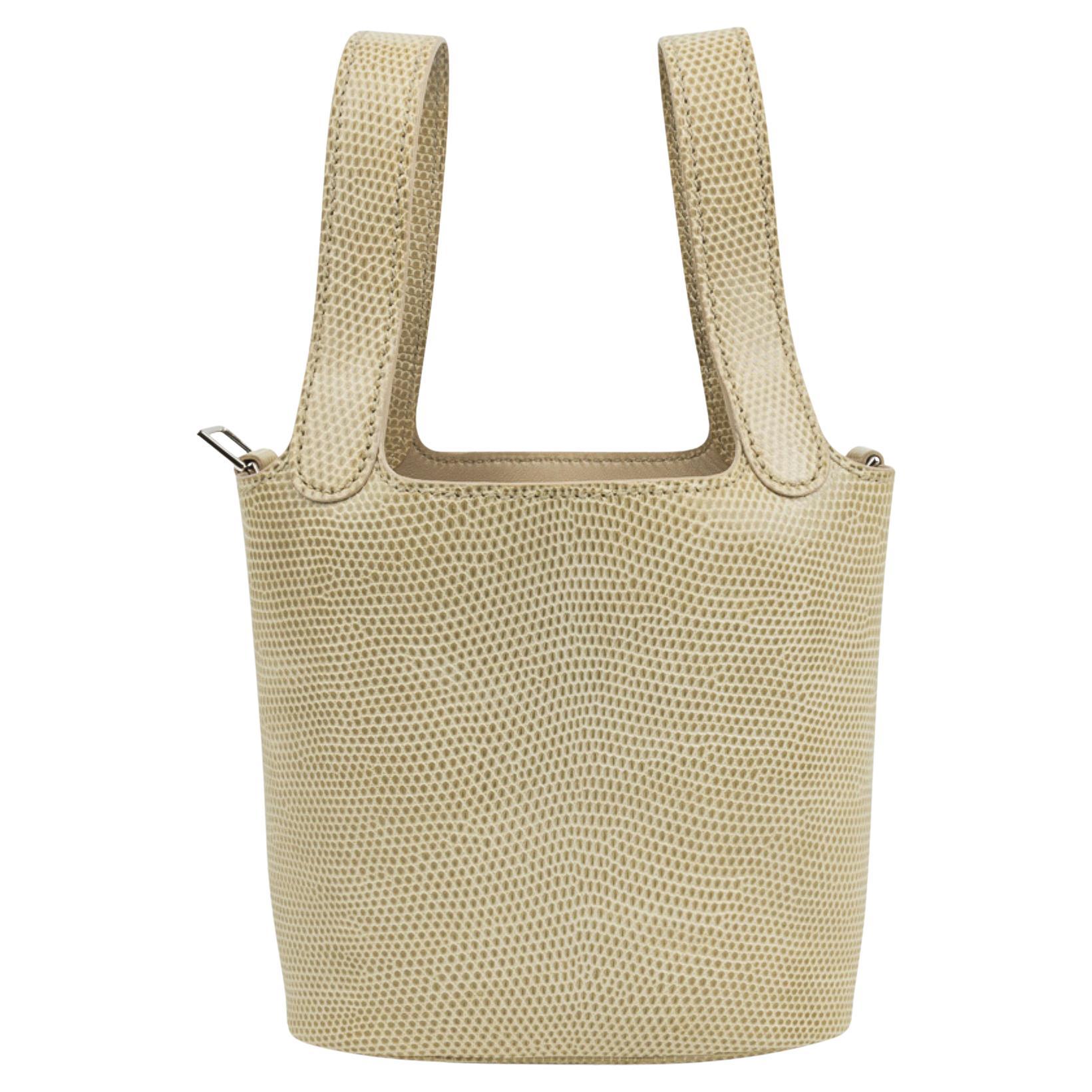 Hermes Picotin Lock Micro Mini 14 Bag Lizard Tote Palladium Hardware