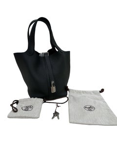 Hermes Picotin Lock Taurillon Clemence Leather Handbag With Palladium Hardware