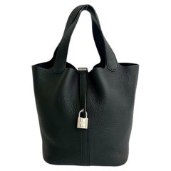 Hermes Picotin Lock Taurillon Clemence Leather Handbag With Palladium Hardware