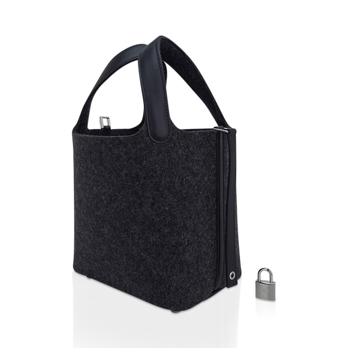 Hermès - Sac fourre-tout Picotin Lock Touch 18 en cuir gris anthracite/swift Pour femmes en vente