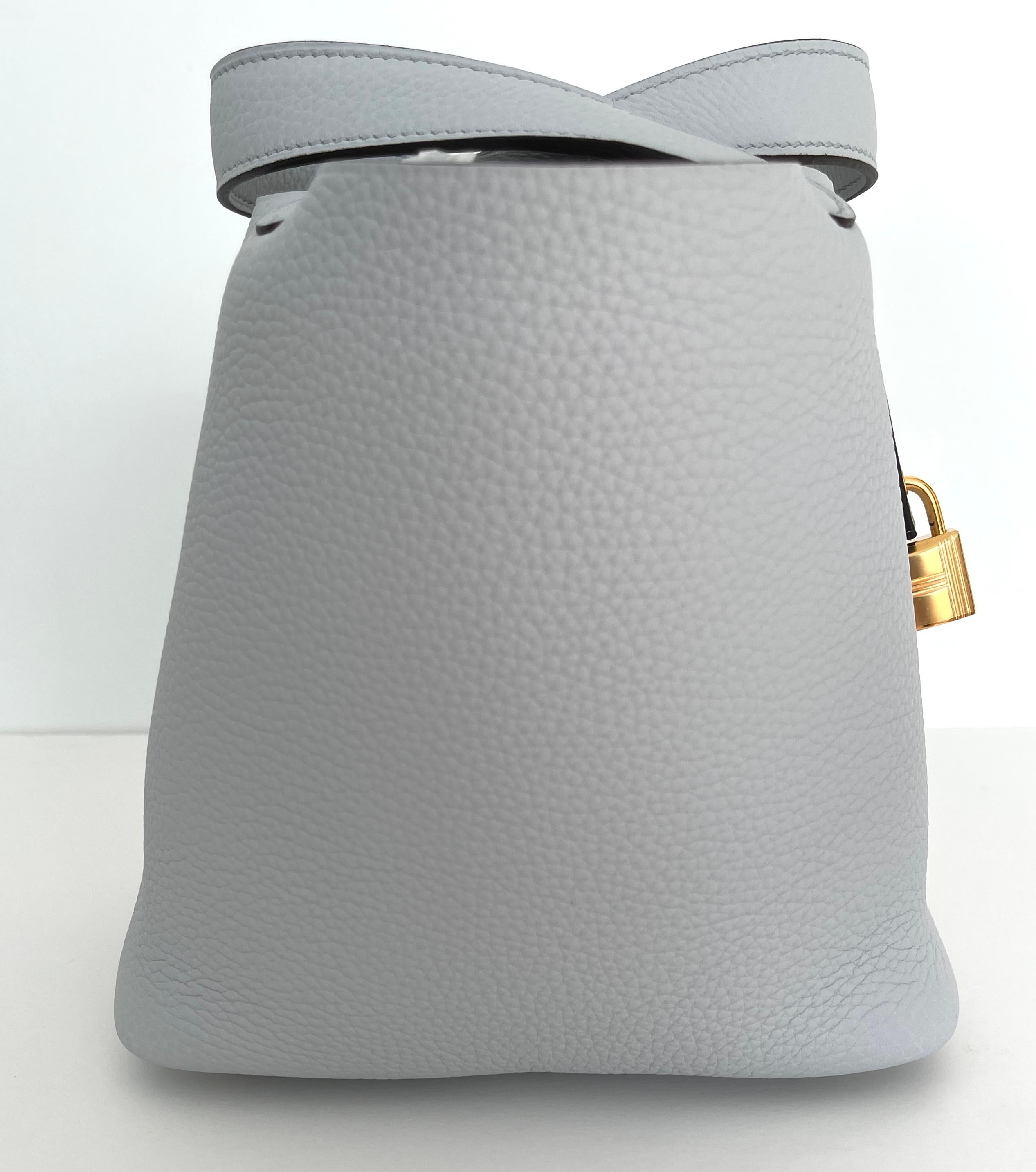 Gray Hermes Picotin Mini Lock 18cm Blue Pale Gold Hardware