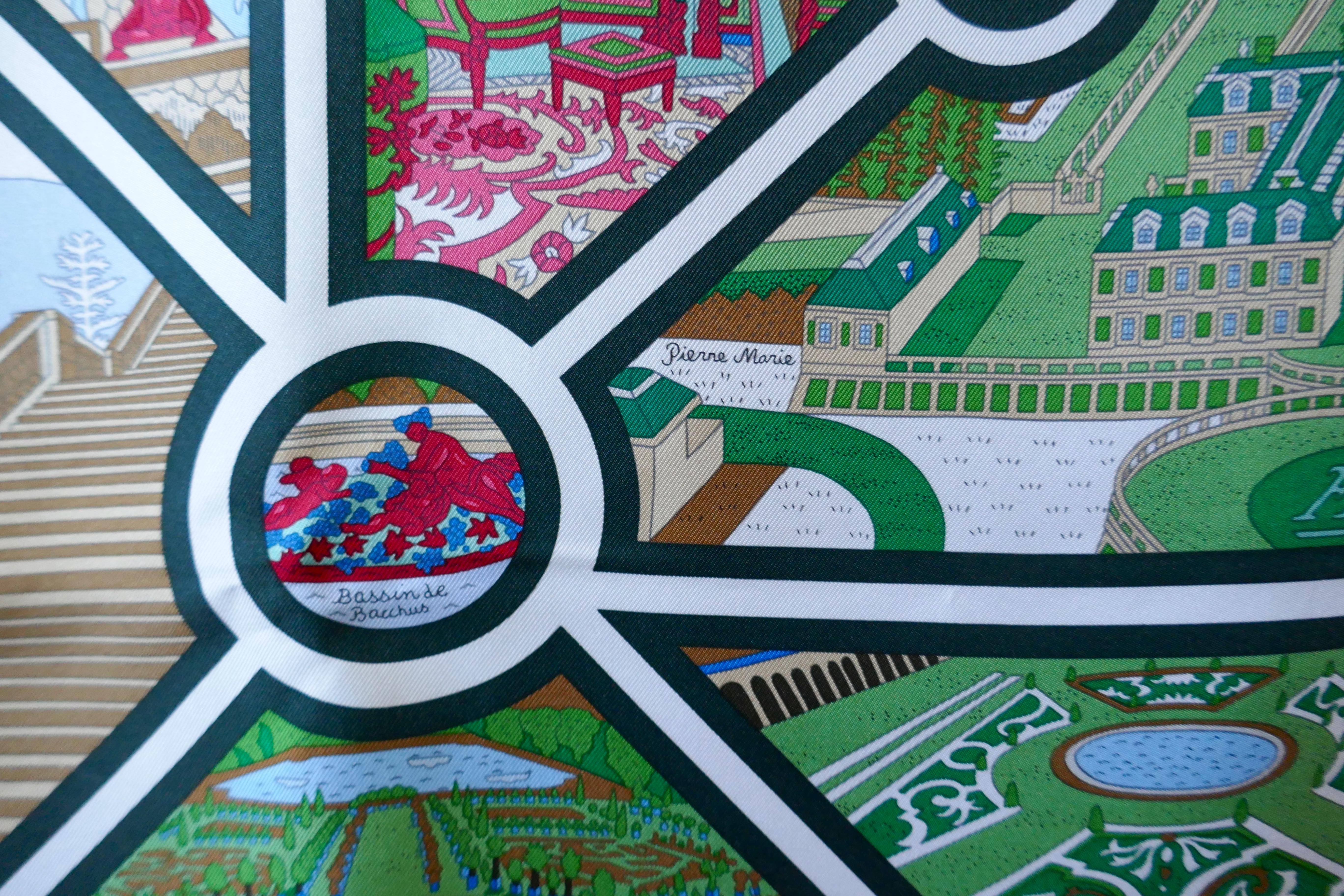 HERMÈS Pierre Marie design “Flânerie à Versailles” 100% Silk Scarf, Gardens 4