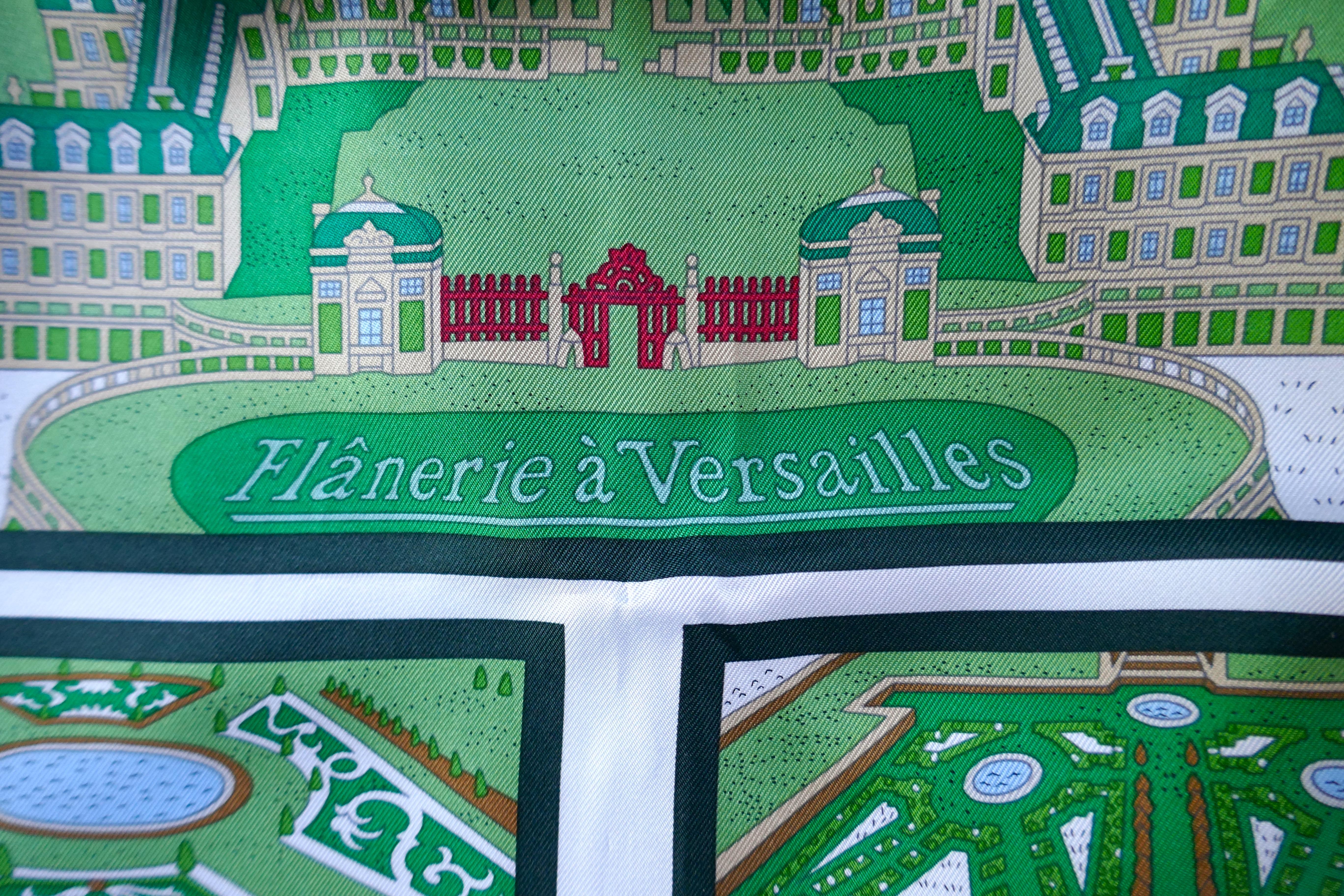 HERMÈS Pierre Marie design “Flânerie à Versailles” 100% Silk Scarf, Gardens  6