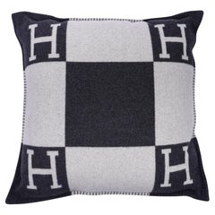 Hermes Pillow Avalon Gris Fonce / Ecru Large Model New