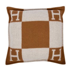 Hermes Pillow Avalon PM Signature H Camel / Ecru Throw Cushion