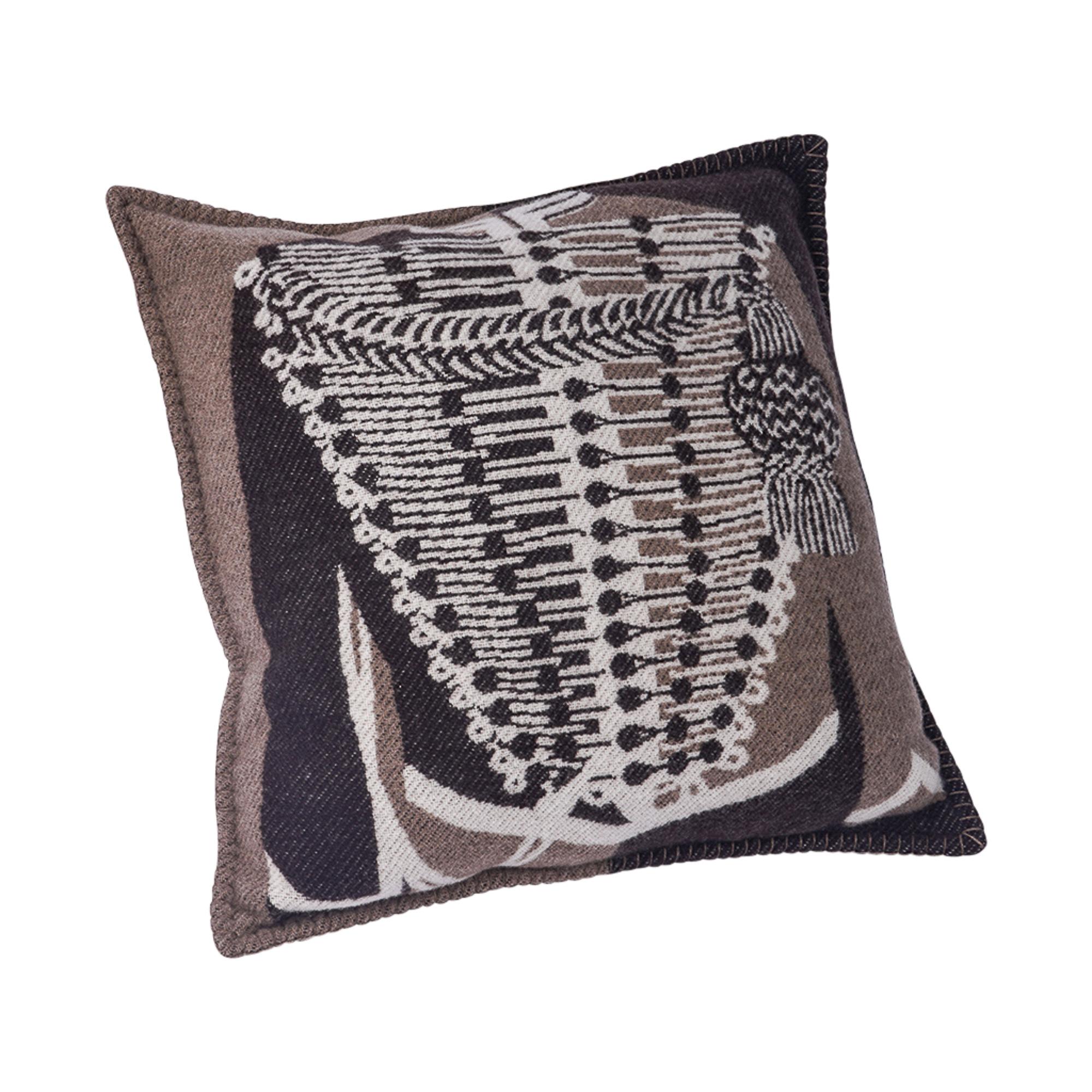 Gray Hermes Pillow Brandebourgs Ecorce Throw Cushion Set of Two For Sale