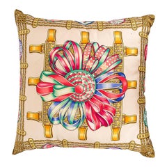 Hermes Pillow Silk Scarf Print Les Rubans du Cheval Vintage