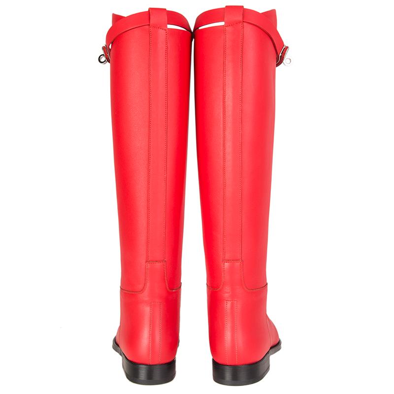 Rouge HERMÈS Bottes montantes hauteur genou en cuir rouge piment 36 en vente