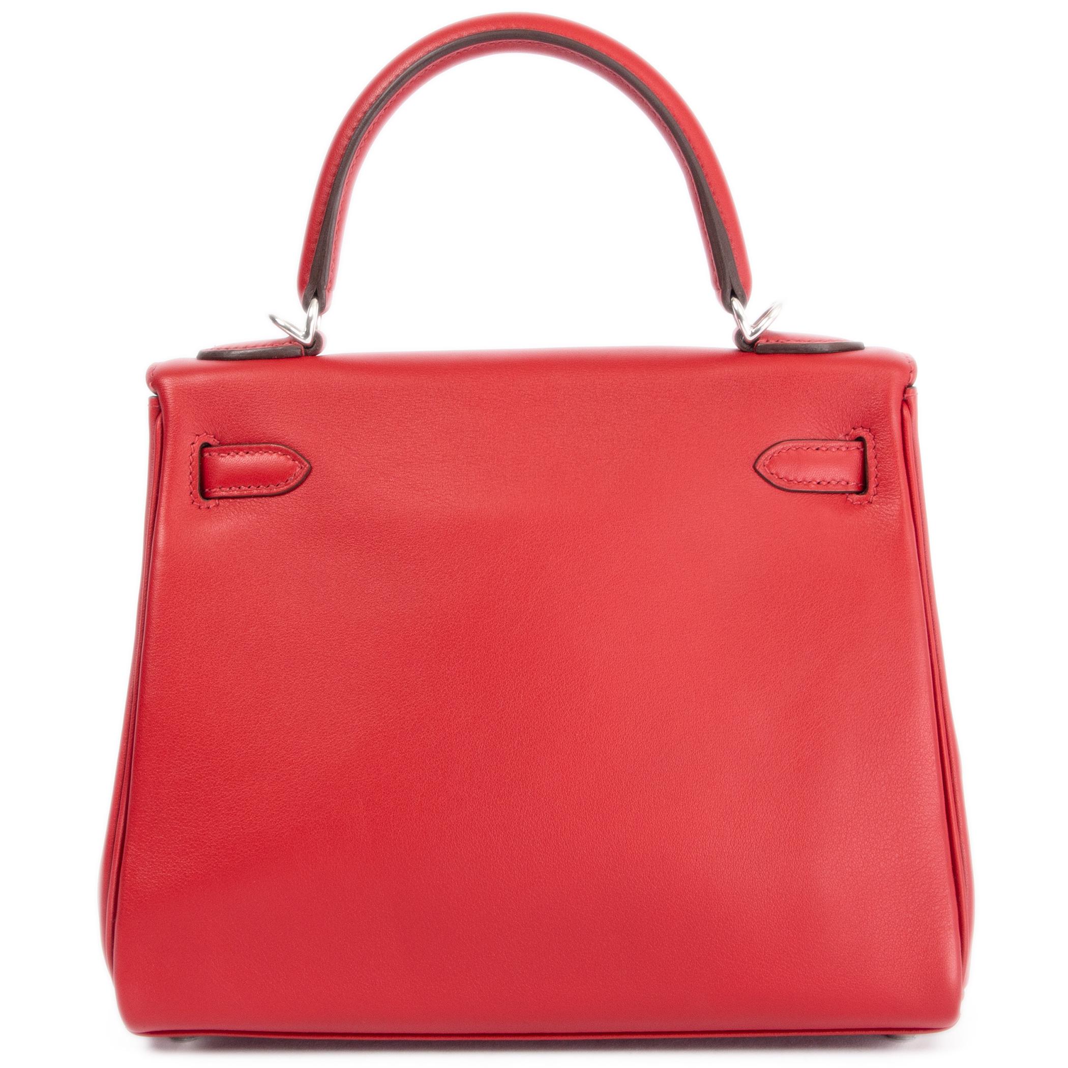 Rouge HERMÈS PIMENT rouge Swift cuir KELLY 25 RETOURNE avec palladium en vente