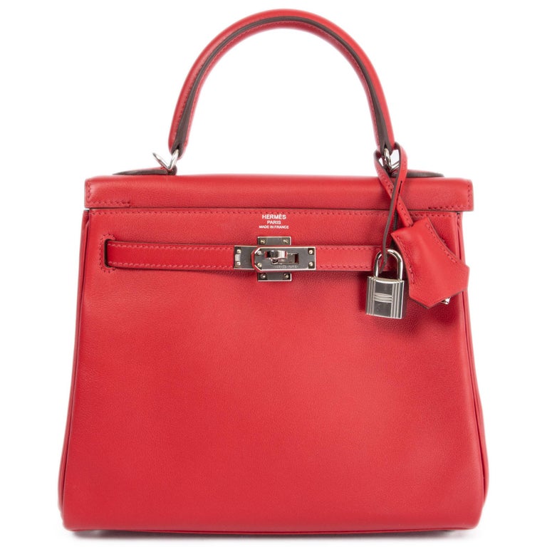 HERMES PIMENT red Swift leather KELLY 25 RETOURNE Bag w Palladium For ...