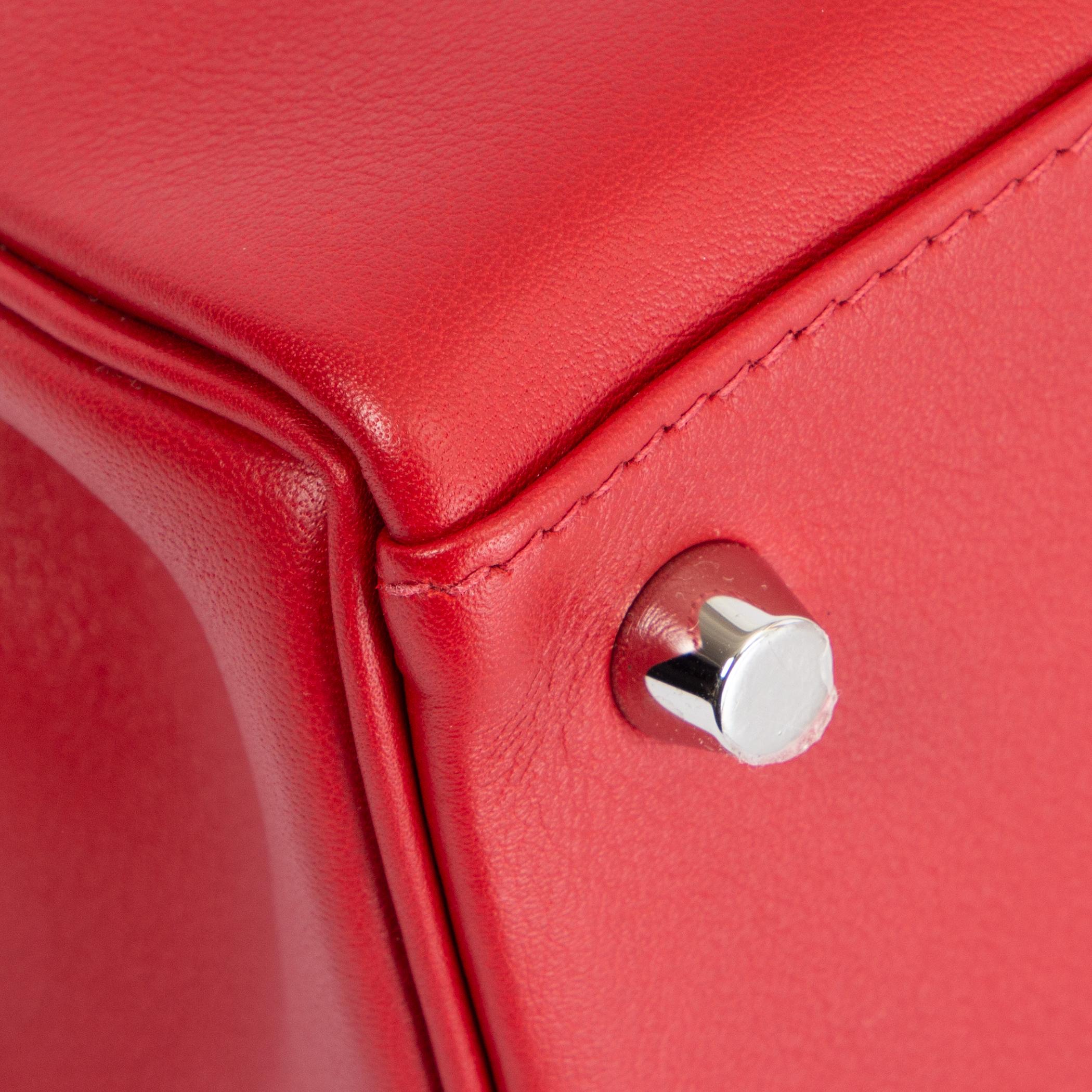 Women's HERMES PIMENT red Swift leather KELLY 25 RETOURNE Bag w Palladium For Sale