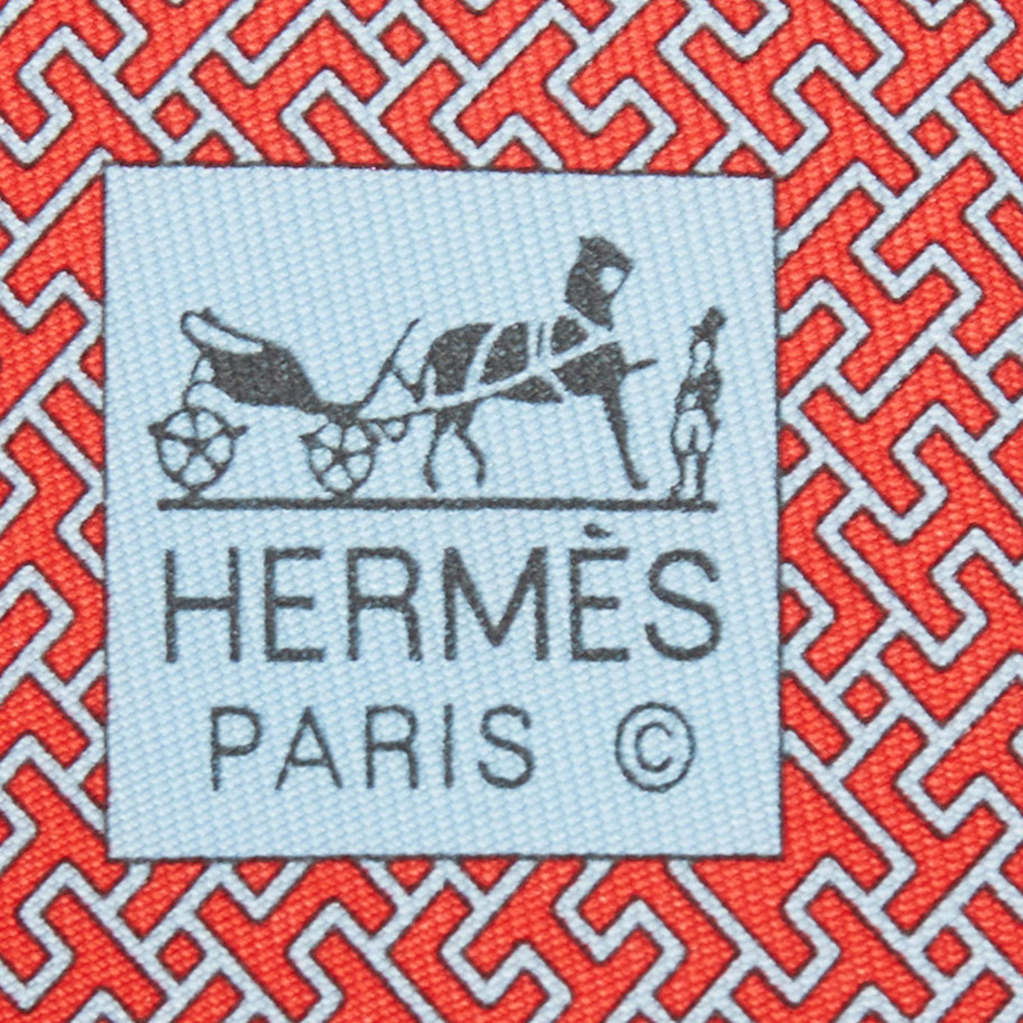 Men's Hermès Pink 7 Amazing Printed Silk Slim Tie