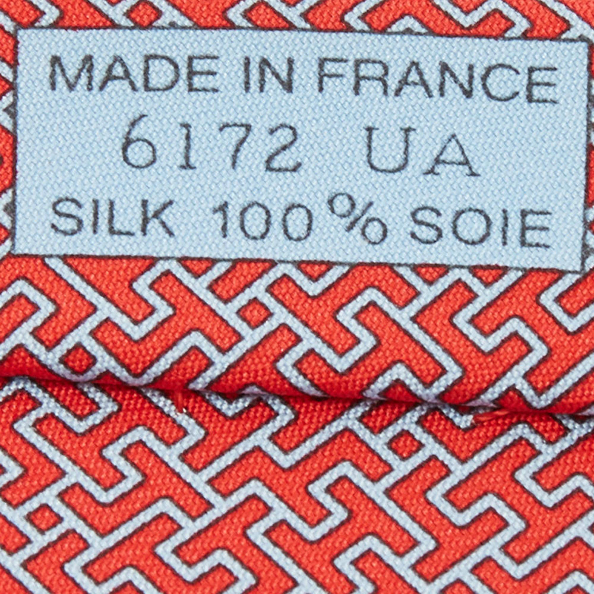 Hermès Pink 7 Amazing Printed Silk Slim Tie 3