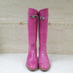 Hermès Pink Alligator Jumping Boots
