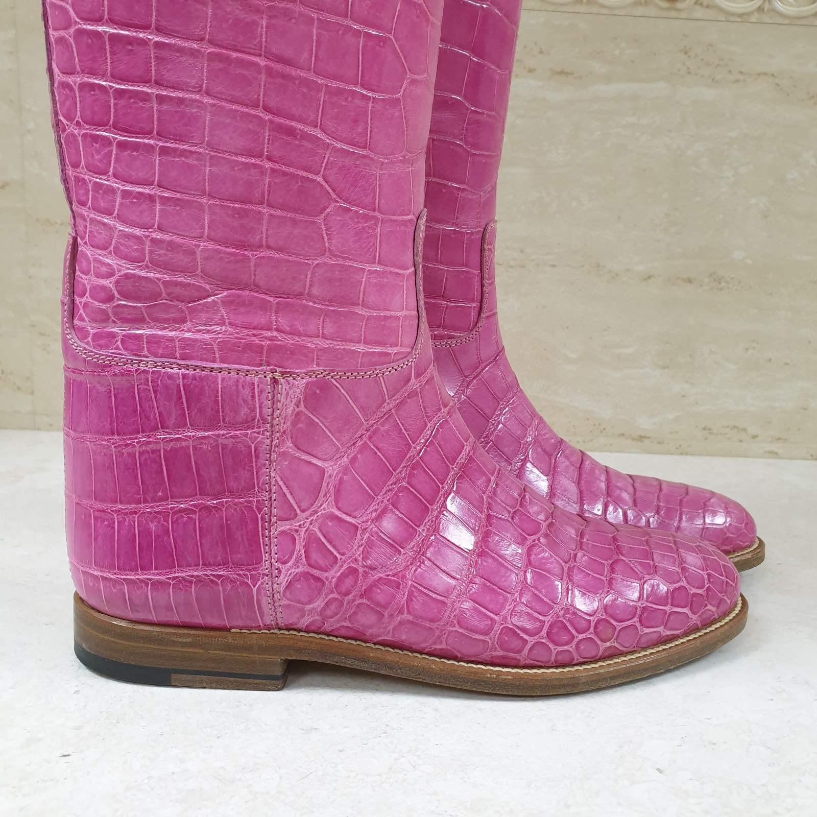 Hermès Pink Alligator Jumping Boots 2